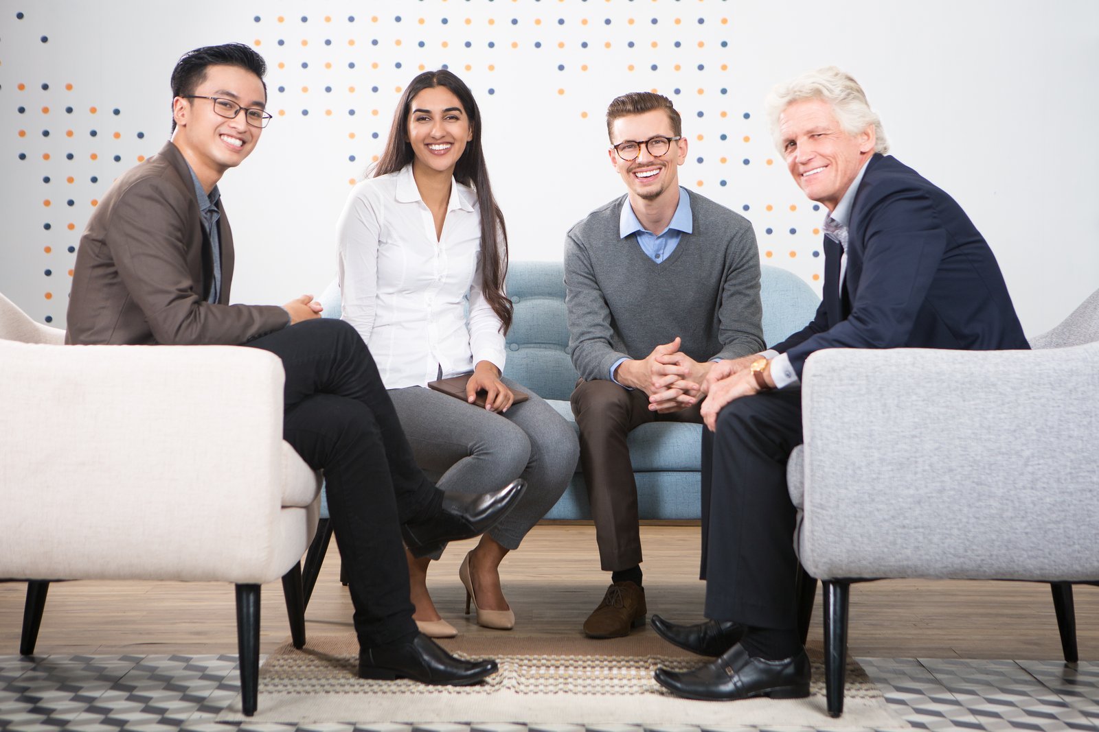 A team collaborating in a modern workplace